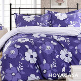 《HOYACASA 紫韻花香》雙人四件式純棉兩用被床包組