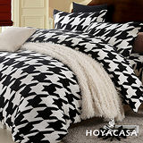 《HOYACASA 時尚格紋》雙人四件式法蘭絨兩用被床包組