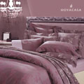 HOYA CASA 米蘭花茵加大六件式長絨棉色織緹花被套天絲床包組(紫)