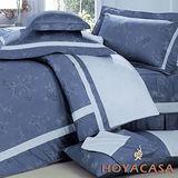 HOYACASA 雀花-藍 雙人八件式六十支長絨棉床罩組