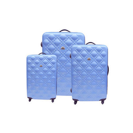 BEAR BOX時尚香奈兒系列限定色ABS霧面輕硬殼旅行箱三件組-天藍色