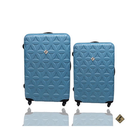 Miyoko☀時尚花系列➢超值兩件輕硬殼行李箱~土耳其藍24+20吋