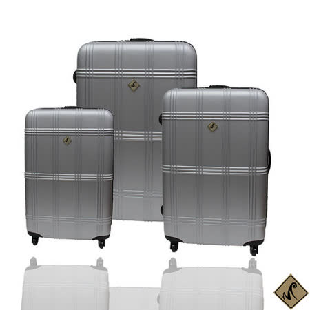 Miyoko☀經典方格紋系列➢經典三件組輕硬殼行李箱-銀色