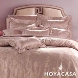 《HOYACASA 維也納風情-迷戀粉》加大六件式色織緹花長絨天絲被套床包組
