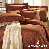 《HOYACASA 佛蘿倫斯-耀眼紅》雙人六件式色織緹花長絨天絲被套床包組